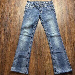 Miss Me Boot Jeans Distressed Medium Wash Embellished Cross Women’s Size 29